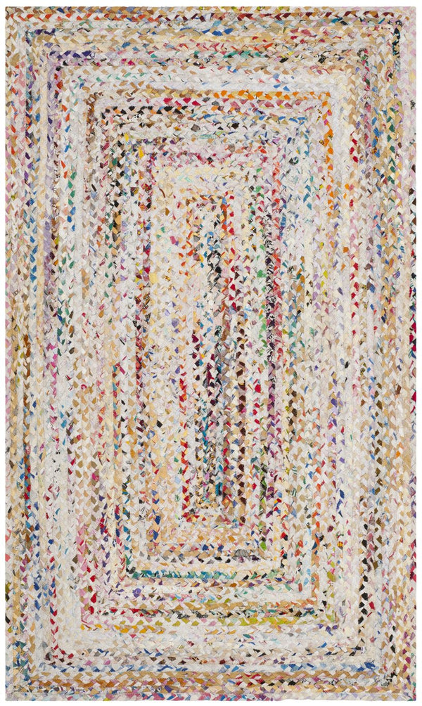 Safavieh Braided Hand Woven Cotton Area Rug - Elegant 12' X 12' Square Design To Elevate Any Living Space Ivory ,Multi Cotton Brd210b-11sq