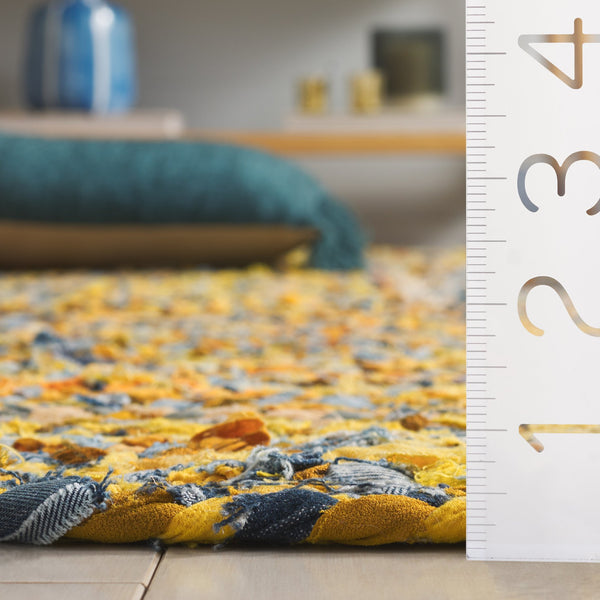 Safavieh Braided Hand Woven Cotton Area Rug - Elegant 12' X 12' Square Design To Elevate Any Living Space Yellow ,Brown Cotton Brd210d-9