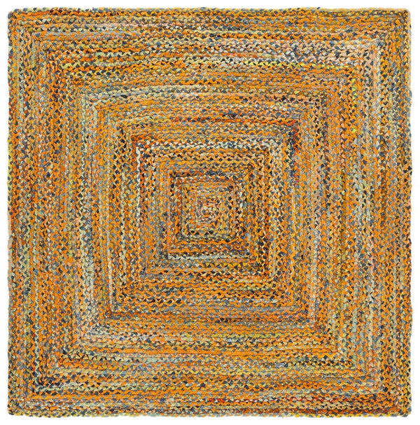Safavieh Braided Area Rug - Hand-woven Cotton Runner With Bohemian Charm, Perfect For Hallways And Entryways Yellow ,Brown Cotton Brd210d-6sq