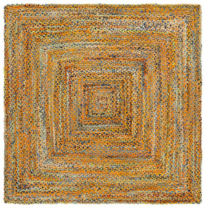 Safavieh Braided Hand Woven Cotton Area Rug - Elegant 12' X 12' Square Design To Elevate Any Living Space Yellow ,Brown Cotton Brd210d-9