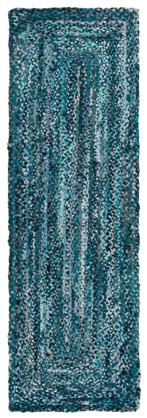 Safavieh Braided Area Rug - Hand-woven Cotton Runner With Bohemian Charm, Perfect For Hallways And Entryways Teal ,Blue Cotton Brd210j-28