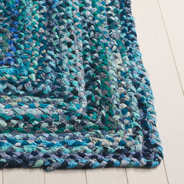 Safavieh Braided Area Rug - Hand-woven Cotton Runner With Bohemian Charm, Perfect For Hallways And Entryways Teal ,Blue Cotton Brd210j-5