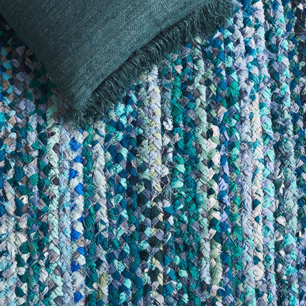 Safavieh Braided Hand Woven Cotton Area Rug - Elegant 12' X 12' Square Design To Elevate Any Living Space Teal ,Blue Cotton Brd210j-6r