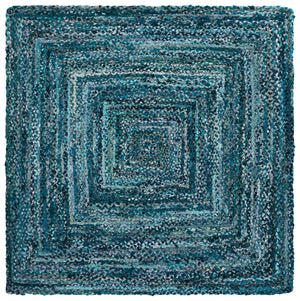 Safavieh Braided Area Rug - Hand-woven Cotton Runner With Bohemian Charm, Perfect For Hallways And Entryways Teal ,Blue Cotton Brd210j-6sq
