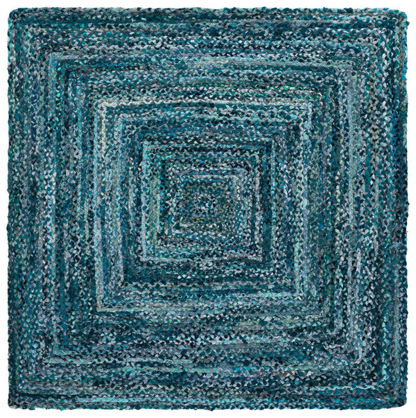 Safavieh Braided Hand Woven Cotton Area Rug - Elegant 12' X 12' Square Design To Elevate Any Living Space Teal ,Blue Cotton Brd210j-6r