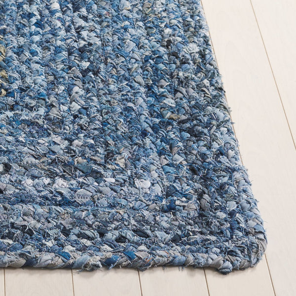 Safavieh Braided Area Rug - Hand-woven Cotton Runner With Bohemian Charm, Perfect For Hallways And Entryways Denim ,Blue Cotton Brd210l-5
