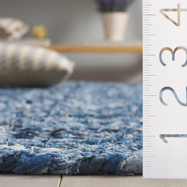 Safavieh Braided Hand Woven Cotton Area Rug - Elegant 12' X 12' Square Design To Elevate Any Living Space Denim ,Blue Cotton Brd210l-6