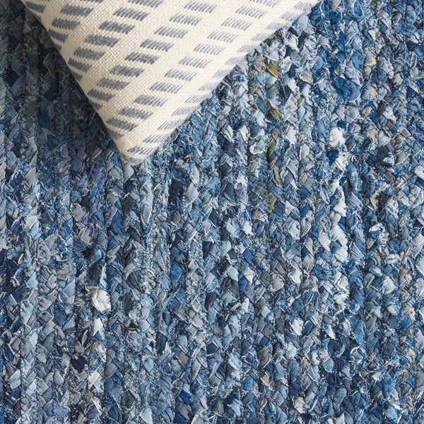Safavieh Braided Area Rug - Hand-woven Cotton Runner With Bohemian Charm, Perfect For Hallways And Entryways Denim ,Blue Cotton Brd210l-5