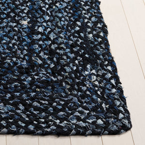 Safavieh Braided Area Rug - Hand-woven Cotton Runner With Bohemian Charm, Perfect For Hallways And Entryways Black ,Blue Cotton Brd210m-5