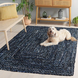 Safavieh Braided Hand Woven Cotton Area Rug - Elegant 12' X 12' Square Design To Elevate Any Living Space Black ,Blue Cotton Brd210m-9