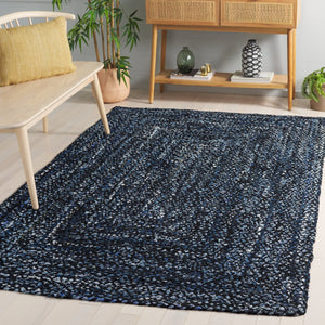 Safavieh Braided Area Rug - Hand-woven Cotton Runner With Bohemian Charm, Perfect For Hallways And Entryways Black ,Blue Cotton Brd210m-5