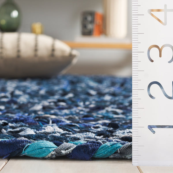 Safavieh Braided Area Rug - Hand-woven Cotton Runner With Bohemian Charm, Perfect For Hallways And Entryways Navy ,Blue Cotton Brd210n-5