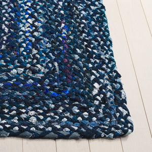 Safavieh Braided Hand Woven Cotton Area Rug - Elegant 12' X 12' Square Design To Elevate Any Living Space Navy ,Blue Cotton Brd210n-3