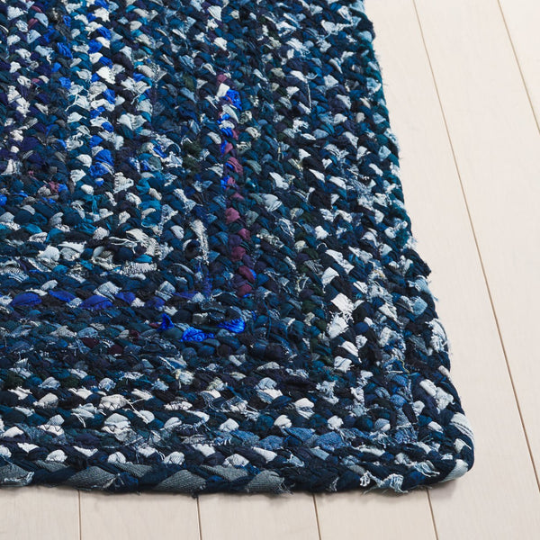 Safavieh Braided Hand Woven Cotton Area Rug - Elegant 12' X 12' Square Design To Elevate Any Living Space Navy ,Blue Cotton Brd210n-3