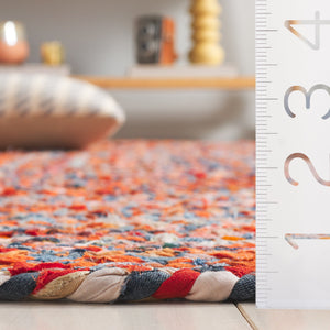 Safavieh Braided Hand Woven Cotton Area Rug - Elegant 12' X 12' Square Design To Elevate Any Living Space Orange ,Rust Cotton Brd210p-3