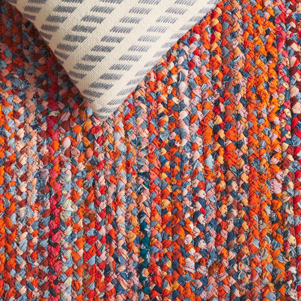 Safavieh Braided Hand Woven Cotton Area Rug - Elegant 12' X 12' Square Design To Elevate Any Living Space Orange ,Rust Cotton Brd210p-3