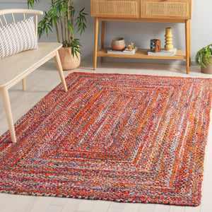Safavieh Braided Hand Woven Cotton Area Rug - Elegant 12' X 12' Square Design To Elevate Any Living Space Orange ,Rust Cotton Brd210p-3