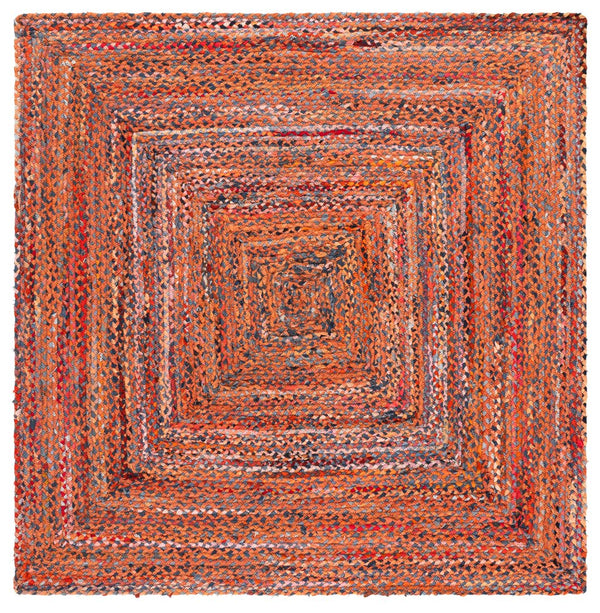 Safavieh Braided Area Rug - Hand-woven Cotton Runner With Bohemian Charm, Perfect For Hallways And Entryways Orange ,Rust Cotton Brd210p-6sq