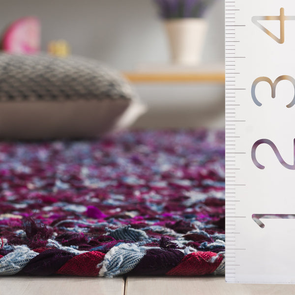 Safavieh Braided Area Rug - Hand-woven Cotton Runner With Bohemian Charm, Perfect For Hallways And Entryways Purple ,Blue Cotton Brd210v-5