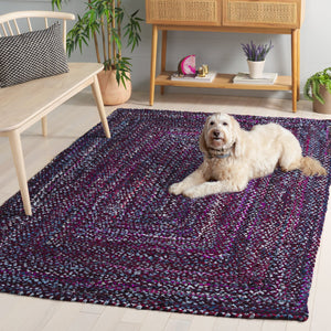Safavieh Braided Area Rug - Hand-woven Cotton Runner With Bohemian Charm, Perfect For Hallways And Entryways Purple ,Blue Cotton Brd210v-5
