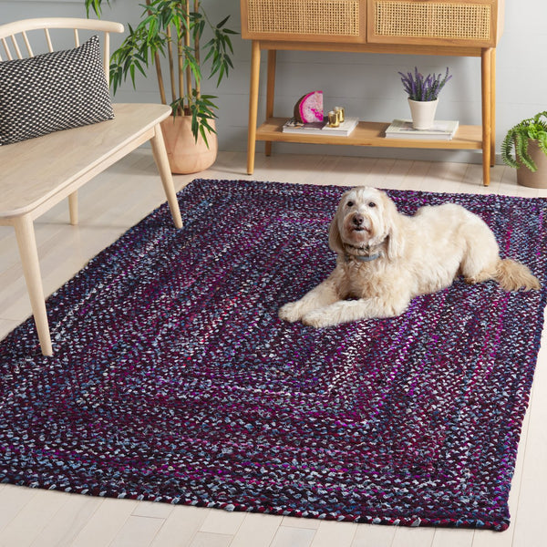 Safavieh Braided Area Rug - Hand-woven Cotton Runner With Bohemian Charm, Perfect For Hallways And Entryways Purple ,Blue Cotton Brd210v-5