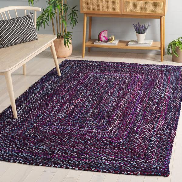 Safavieh Braided Area Rug - Hand-woven Cotton Runner With Bohemian Charm, Perfect For Hallways And Entryways Purple ,Blue Cotton Brd210v-5