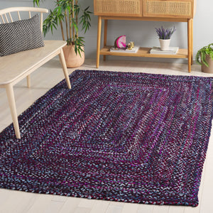 Safavieh Braided Hand Woven Cotton Area Rug - Elegant 12' X 12' Square Design To Elevate Any Living Space Purple ,Blue Cotton Brd210v-9