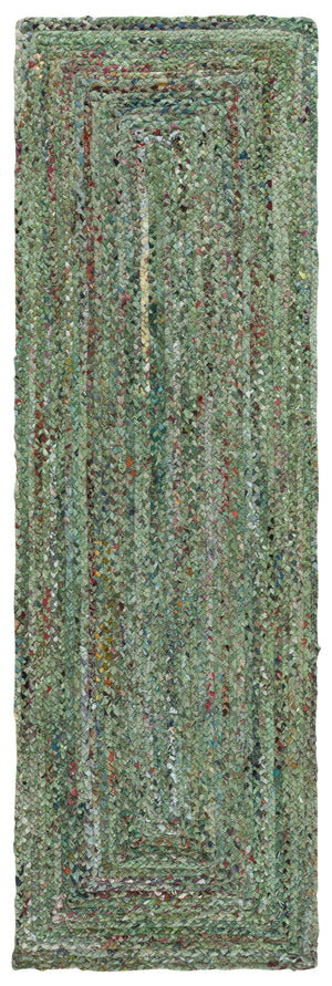 Safavieh Braided Light Green Sage Cotton Area Rug — Handwoven Low-Profile Boho Coastal Accent For Small Spaces 4'-0" x 6'-0" BRD210W-4