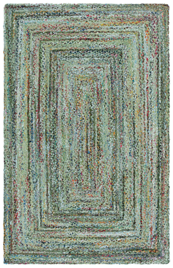 Safavieh Braided Light Green Sage Cotton Area Rug — Hand-Woven Coastal Stripe Texture, Low-Profile Comfort 6'-0" x 9'-0" BRD210W-6