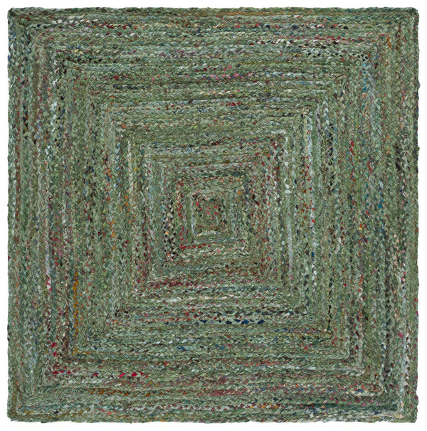 Safavieh Braided Light Green Sage Cotton Area Rug — Handwoven Low-Profile Boho Coastal Accent For Small Spaces 4'-0" x 6'-0" BRD210W-4