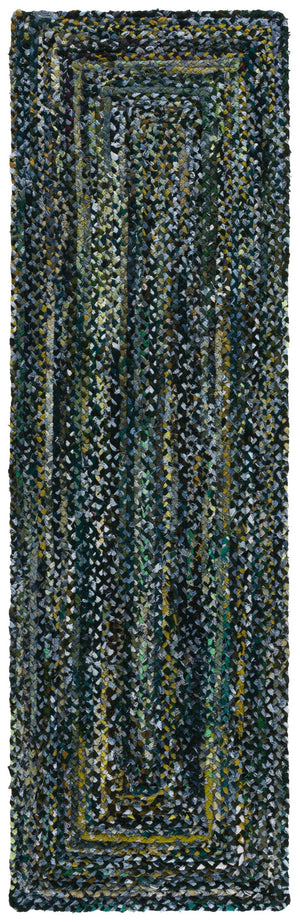 Safavieh Braided Hand-Woven Cotton Area Rug In Deep Green And Blue — Low-Profile, Artisanal Texture For Modern Spaces 6'-0" x 6'-0" BRD210Y-6SQ