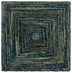 Safavieh Braided Hand-Woven Cotton Area Rug In Deep Green And Blue — Low-Profile, Artisanal Texture For Modern Spaces 6'-0" x 6'-0" BRD210Y-6SQ