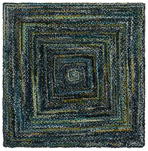 Safavieh Braided Hand-Woven Cotton Area Rug In Deep Green And Blue — Low-Profile, Artisanal Texture For Modern Spaces 6'-0" x 6'-0" BRD210Y-6SQ