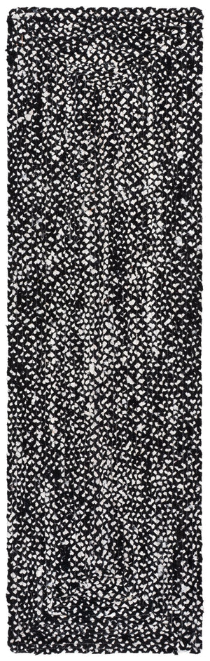 Safavieh Braided Hand-Woven Cotton Round Rug Black And Ivory Boho Texture Low-Profile 1/4" Pile Durable Elegance 6'-0" x 6'-0" BRD210Z-6R
