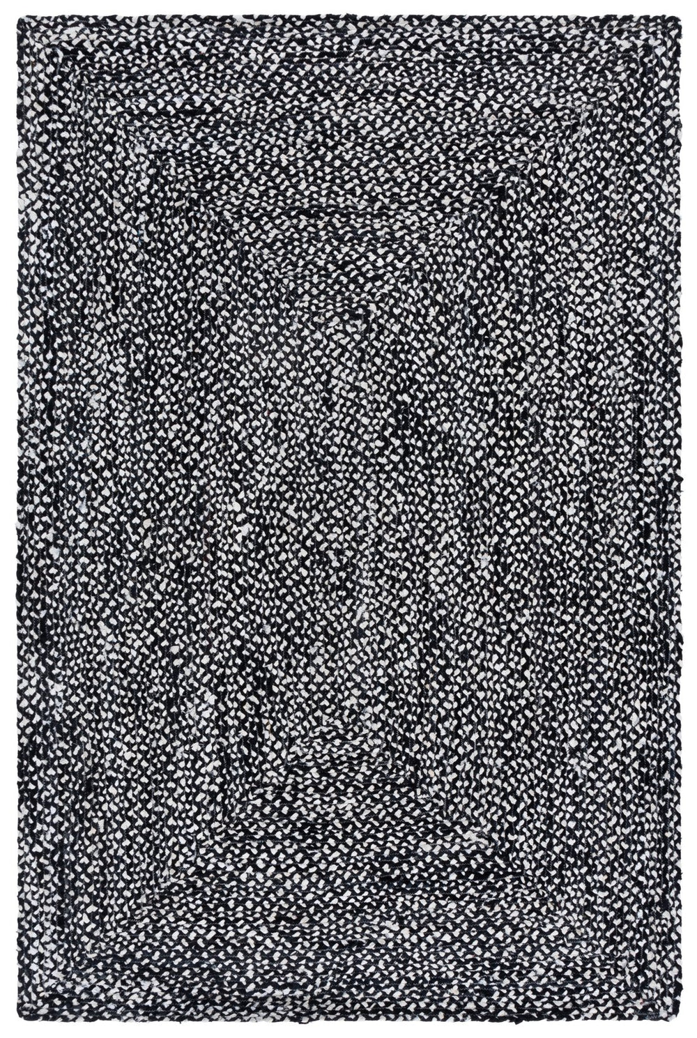 Safavieh Braided Hand-Woven Cotton Round Rug Black And Ivory Boho Texture Low-Profile 1/4" Pile Durable Elegance 6'-0" x 6'-0" BRD210Z-6R