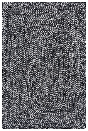 Safavieh Braided Hand-Woven Cotton Round Rug Black And Ivory Boho Texture Low-Profile 1/4" Pile Durable Elegance 6'-0" x 6'-0" BRD210Z-6R