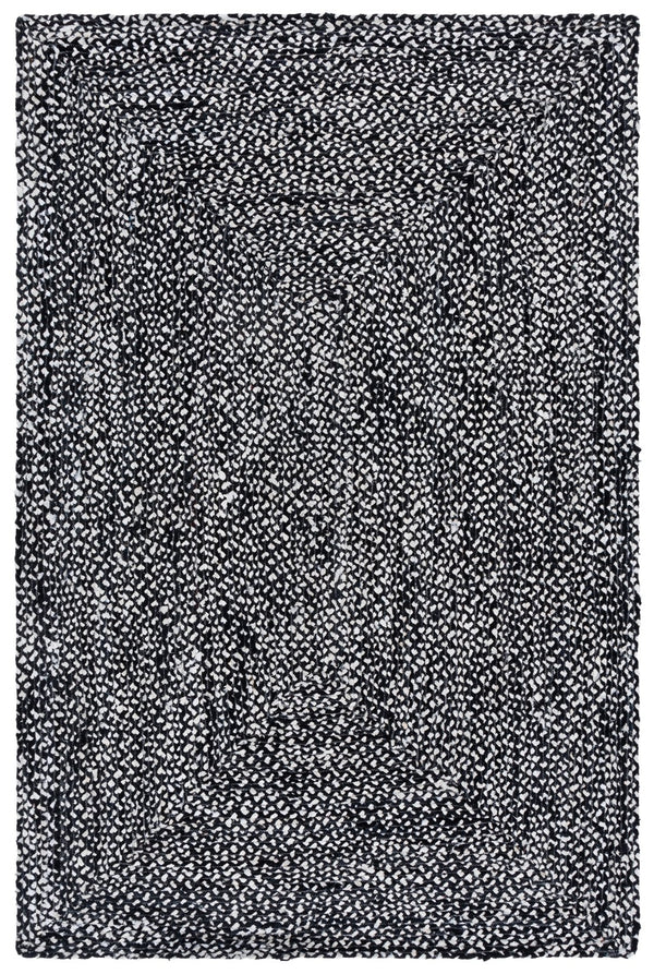 Safavieh Braided Handwoven Black And Ivory Square Cotton Rug, Low-Profile Minimalist Texture For Living Spaces 6'-0" x 6'-0" BRD210Z-6SQ