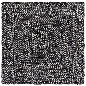 Safavieh Braided Hand-Woven Cotton Round Rug Black And Ivory Boho Texture Low-Profile 1/4" Pile Durable Elegance 6'-0" x 6'-0" BRD210Z-6R