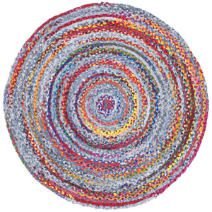Safavieh Braided Hand-Woven Round Cotton Rug In Vibrant Blue & Red — Soft, Durable Coastal Accent 7X7 7'-0" x 7'-0" BRD250L-7R