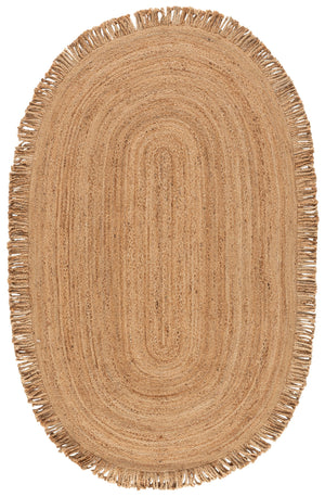 Safavieh Braided Natural Jute Oval Rug With Fringes — Hand-Braided Indian Craftsmanship, Coastal Charm, Low-Profile Elegance 5'-0" x 8'-0" BRD259A-5OV