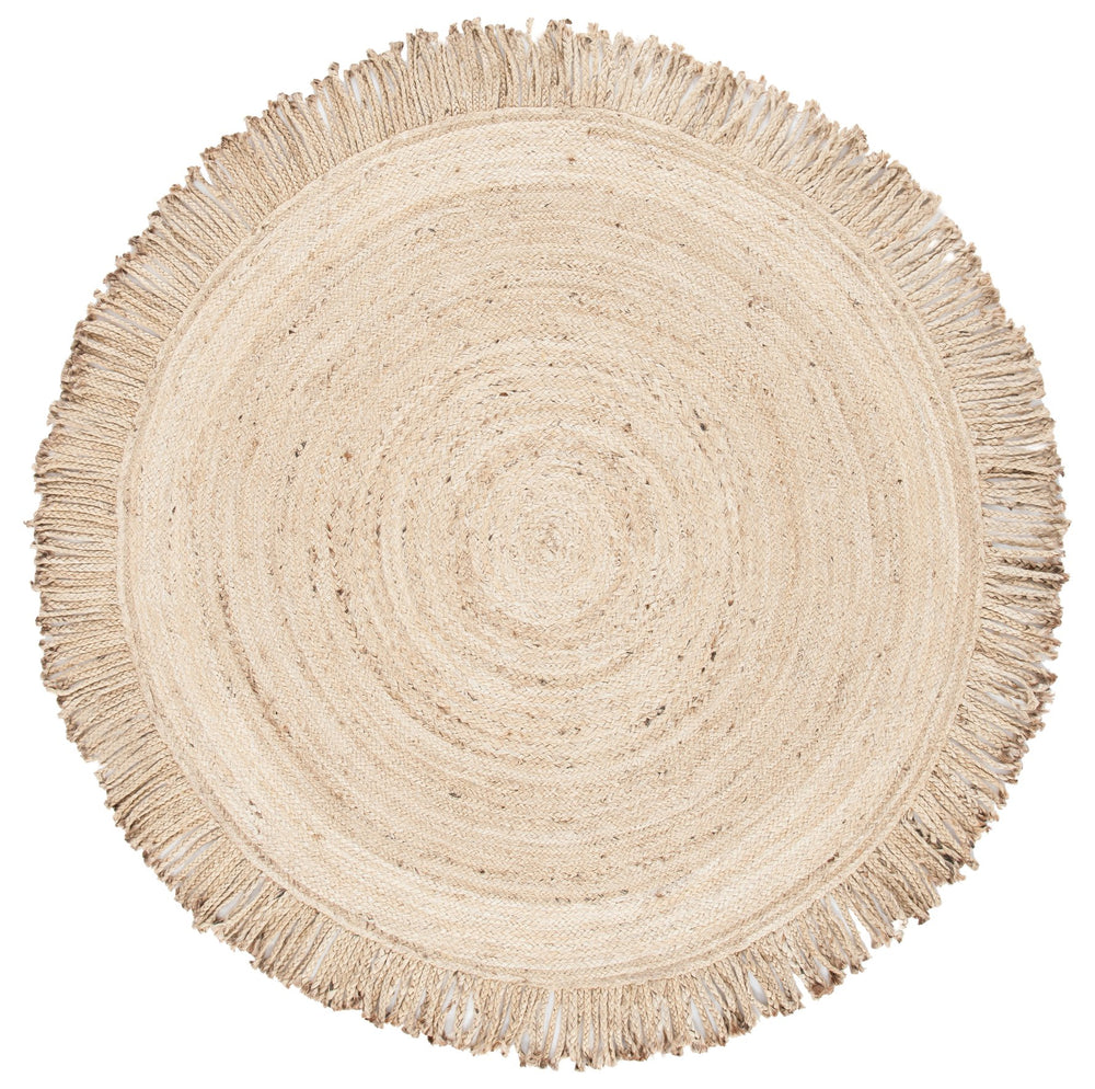 Safavieh Braided Natural Jute Oval Rug With Fringes — Handmade Beige Low-Profile Braided Texture For Entryways 5'-0" x 8'-0" BRD259B-5OV
