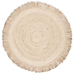 Safavieh Braided Natural Jute Oval Rug With Fringes — Handmade Beige Low-Profile Braided Texture For Entryways 5'-0" x 8'-0" BRD259B-5OV