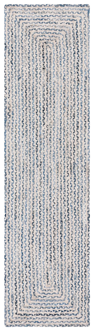 Safavieh Braided Handcrafted Blue Ivory Geometric Cotton Rug — Braided Texture, Low-Profile Plush, Coastal Chic 8'-0" x 8'-0" BRD260M-8SQ