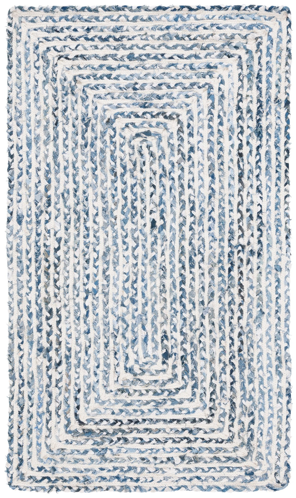 Safavieh Braided Handcrafted Area Rug: Unique Geometric Design In Tranquil Blue And Ivory For Stylish Decor Blue ,Ivory Cotton Brd260m-2