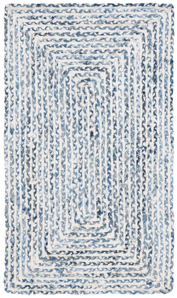Safavieh Braided Soft Cotton Runner In Calming Blue & Ivory, Handmade Braided Weave, Low-Profile 3/8" Pile, Durable 2'-3" x 7'-0" BRD260M-27