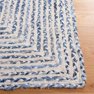 Safavieh Braided Handcrafted Area Rug: Unique Geometric Design In Tranquil Blue And Ivory For Stylish Decor Blue ,Ivory Cotton Brd260m-2