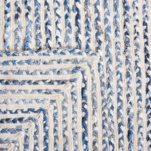 Safavieh Braided Handcrafted Area Rug: Unique Geometric Design In Tranquil Blue And Ivory For Stylish Decor Blue ,Ivory Cotton Brd260m-2