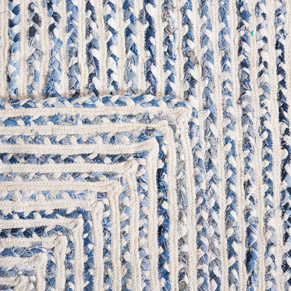 Safavieh Braided Handcrafted Area Rug: Unique Geometric Design In Tranquil Blue And Ivory For Stylish Decor Blue ,Ivory Cotton Brd260m-2