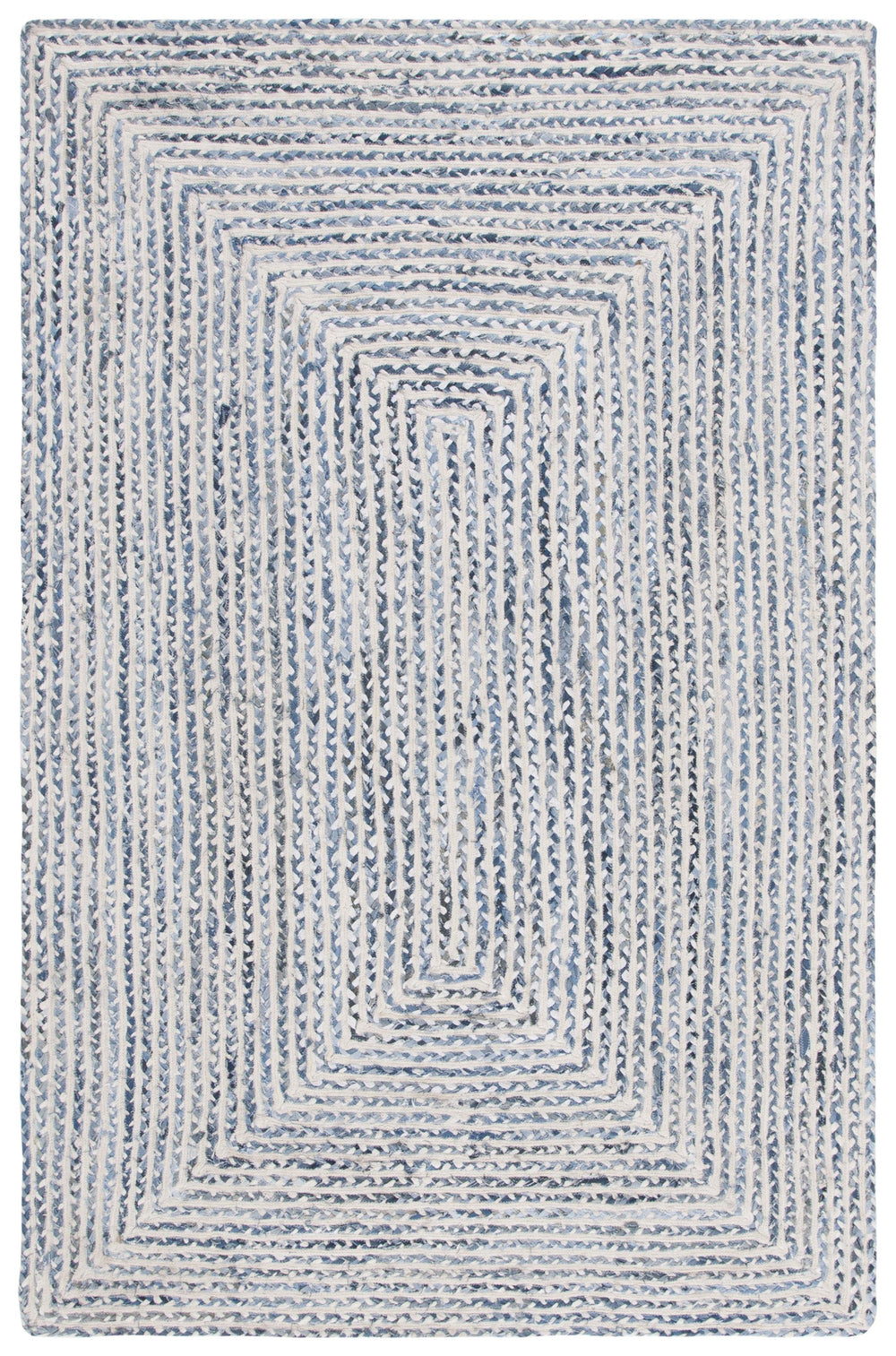 Safavieh Braided Handcrafted Area Rug: Unique Geometric Design In Tranquil Blue And Ivory For Stylish Decor Blue ,Ivory Cotton Brd260m-2
