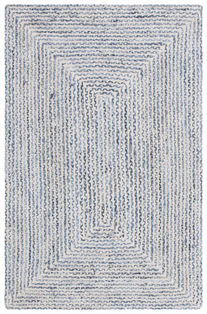 Safavieh Braided Handcrafted Area Rug: Unique Geometric Design In Tranquil Blue And Ivory For Stylish Decor Blue ,Ivory Cotton Brd260m-2
